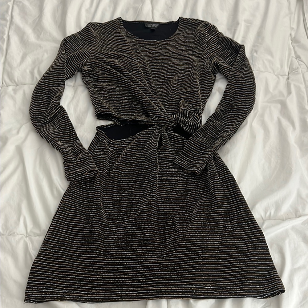 Elegant Black and Gold Striped Dress